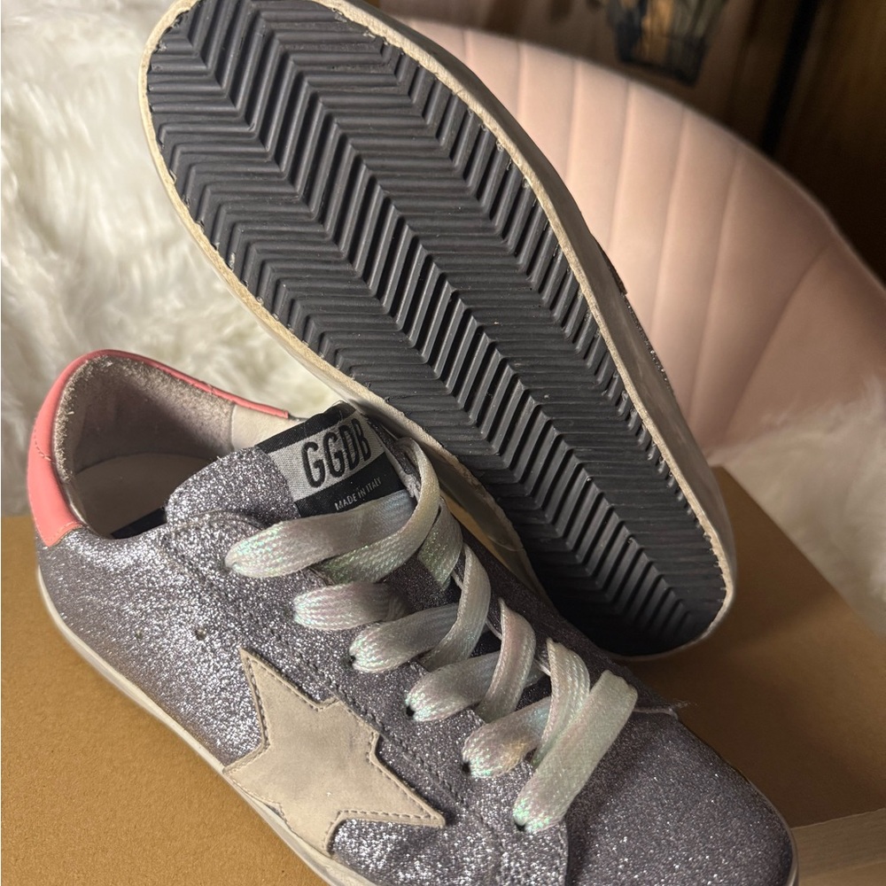 Golden Goose Silver and Pink Sneakers